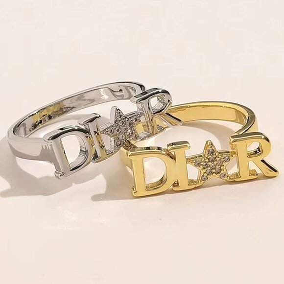 Womens initial star ring crystal christian Gold or Silver - Picture 1 of 3